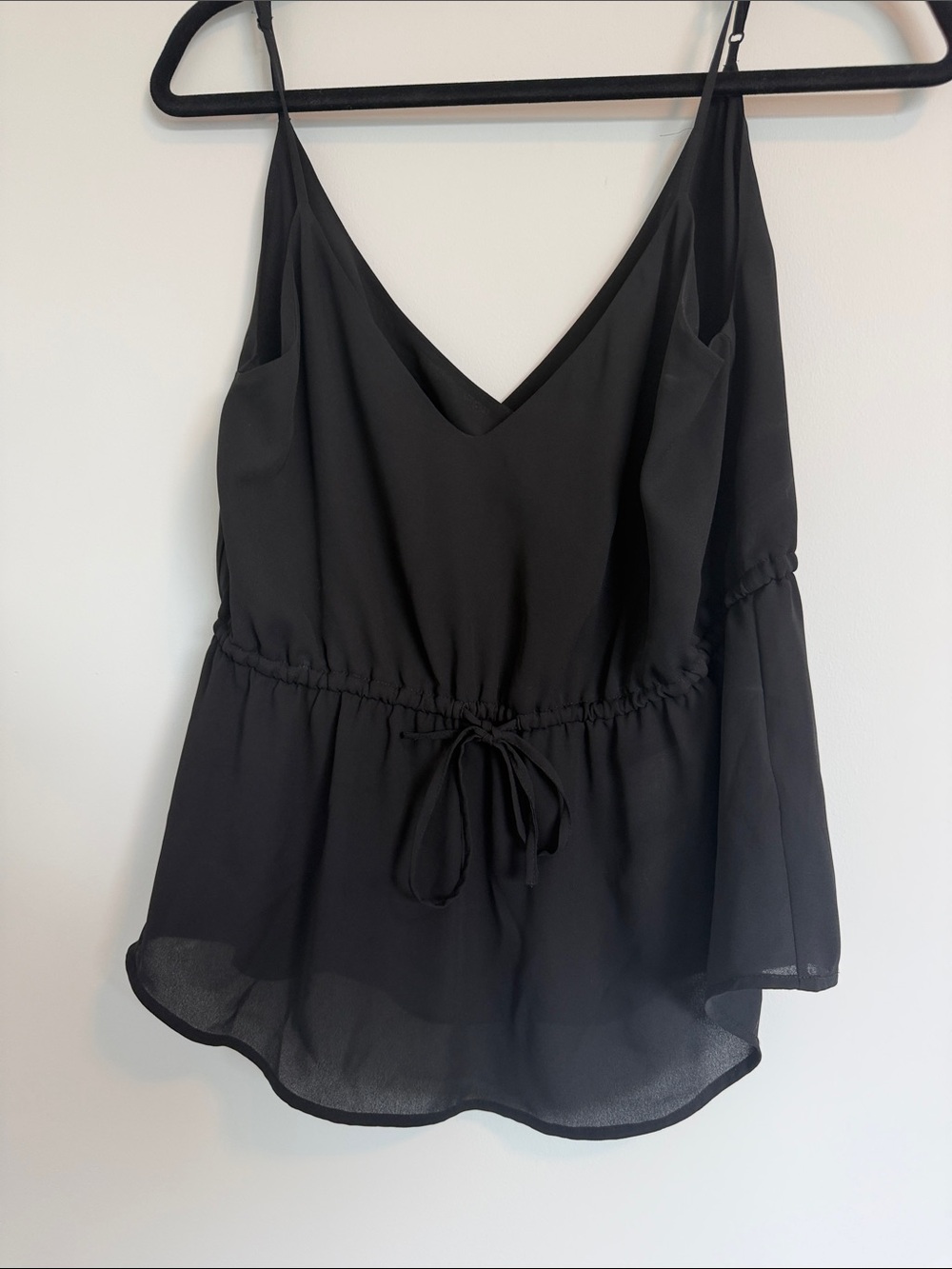 Aritzia Babaton Black V-Neck Drawstring Camisole